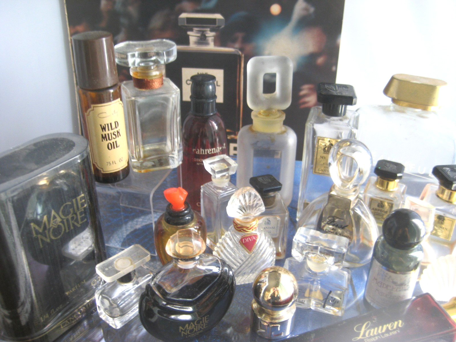 🎁lot Vintage Empty perfume bottle Lanvin Ritz Musk Oil Super Fidji Madeleine