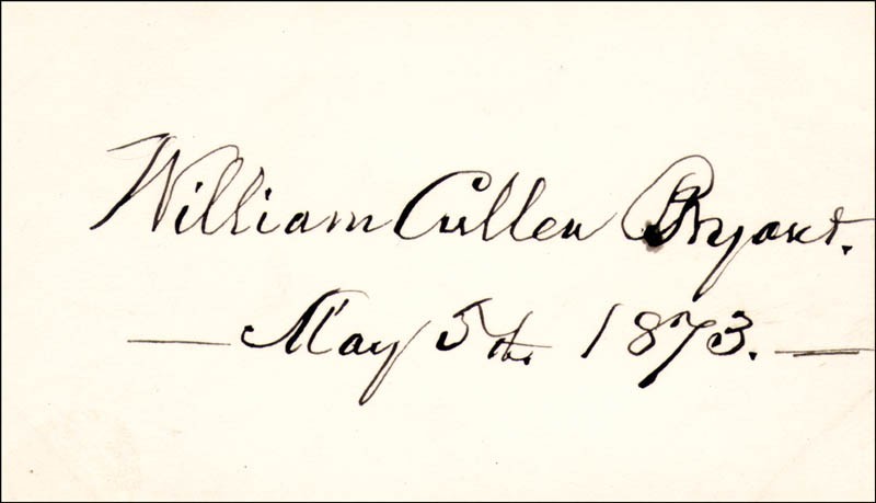 WILLIAM CULLEN BRYANT - SIGNATURE(S) 05/05/1873