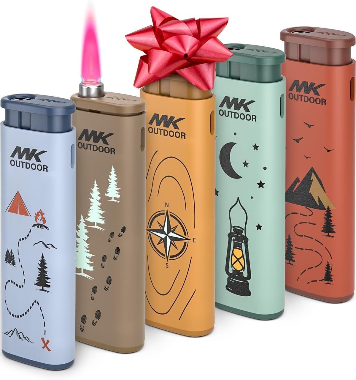 MK Alpine 5‑Pack Windproof Refillable Lighter for Camping BBQ (Trail Blazer 5PC)