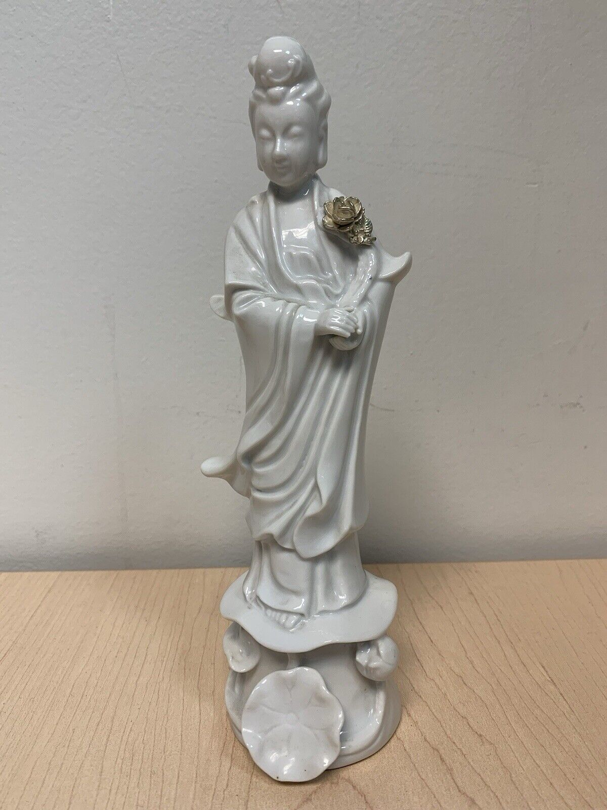 Vintage Japanese Goddess White Porcelain Geisha Statue Asian Decor Figurine
