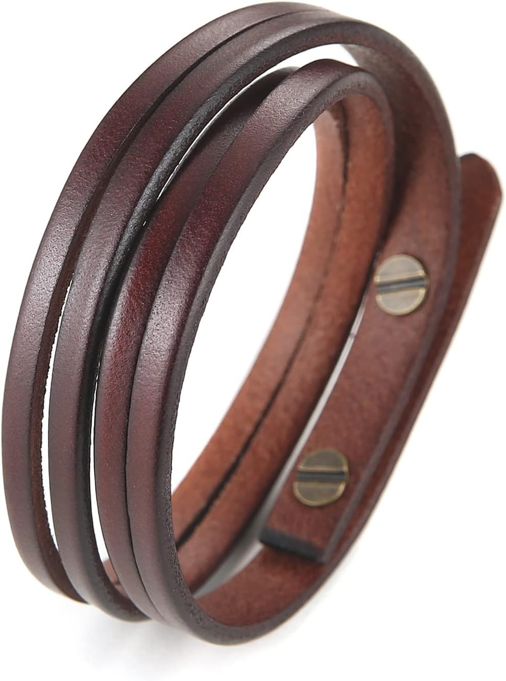 8.0 Inch Mens Handmade Leather Cuff Bracelet Steampunk Style leather Brown