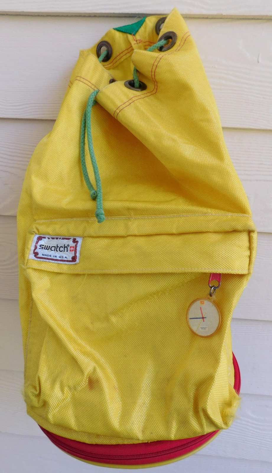 Swatch Watch Backpack Swiss Clock Face Expanding Bottom Duffel Bag Vintage *READ