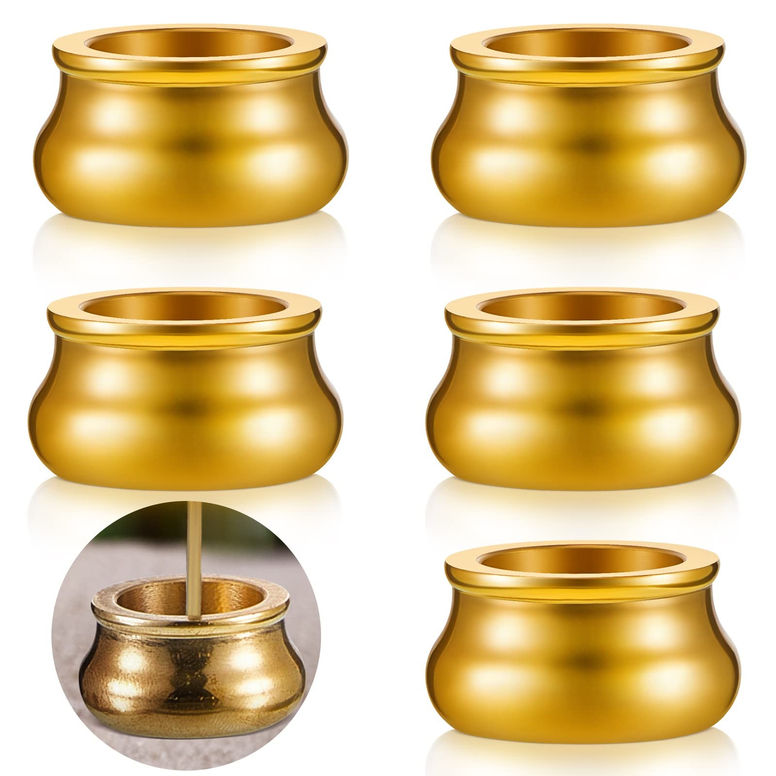 Suclain 6 Pcs Incense Burner Holder Mini Cone Stick Brass Gold