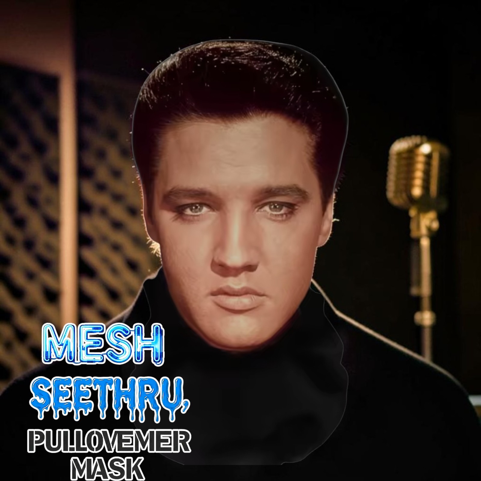 Elvis Presley SeeThru Mesh Face Mask King Of Rock Breathable Costume Halloween 