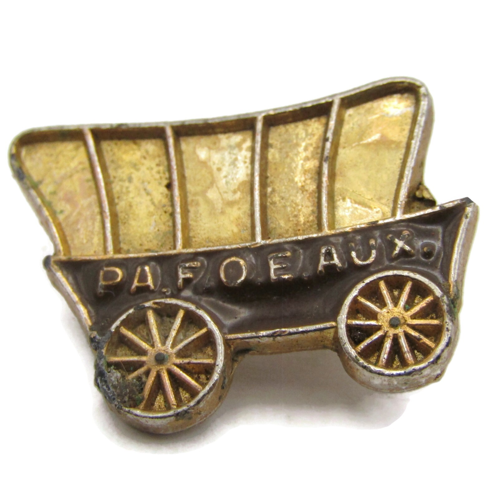Vintage PA FOE Auxiliary Pin Covered Wagon Conestoga Metal Enamel Lapel Hat Tack