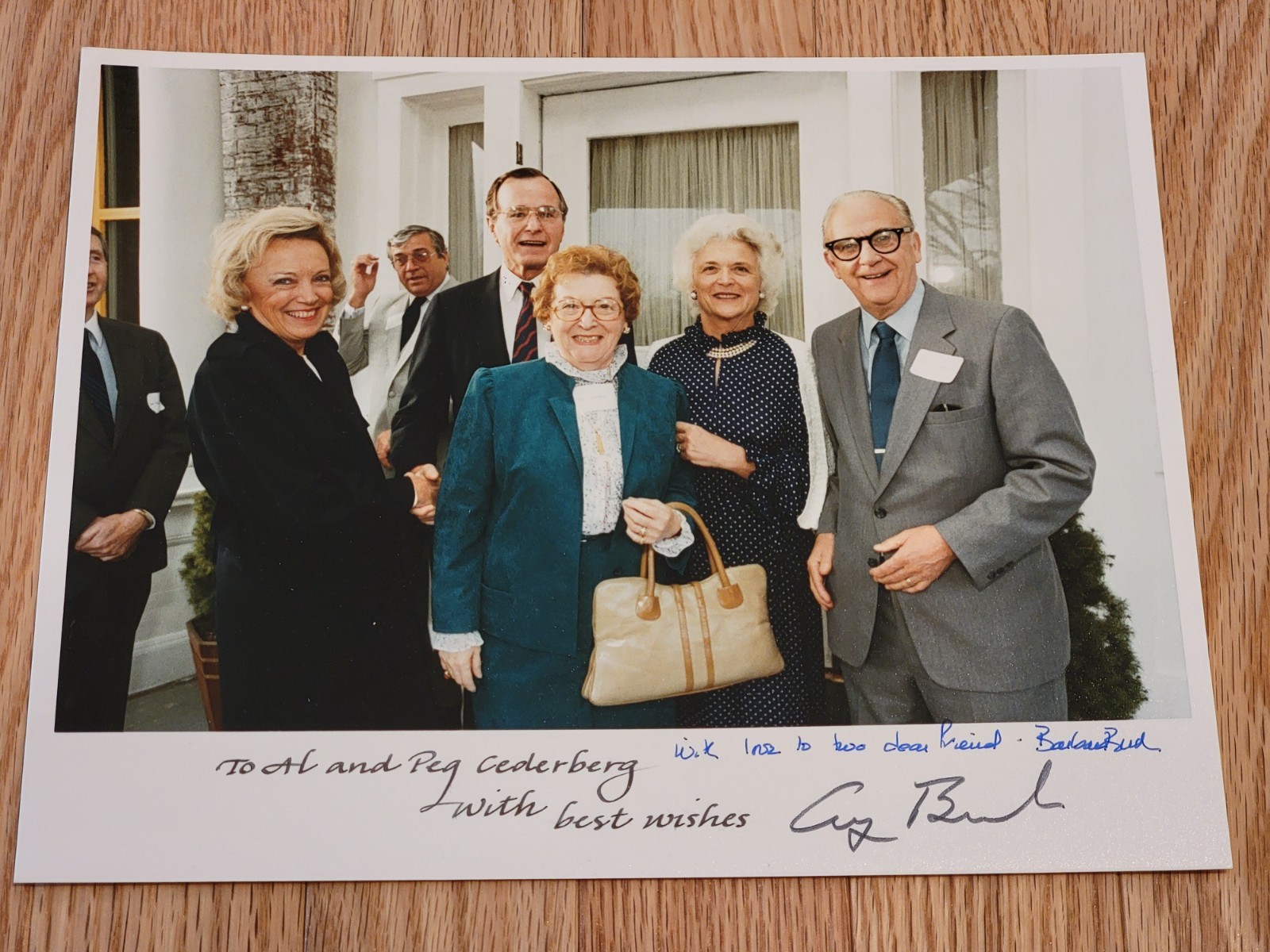 President George HW & Barbara Bush DUAL SIGNED White House BACKSTAMP 8x10