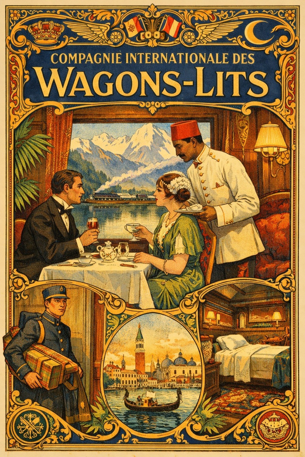 ✨ Vintage Travel Poster (1920s) - Wagons-Lits Luxury Train 24x36'' - Retro