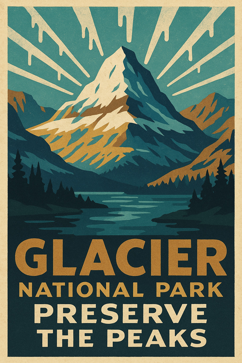 Glacier National Park Vintage Poster c1930s - 24x36” 🌄 Retro Travel Print
