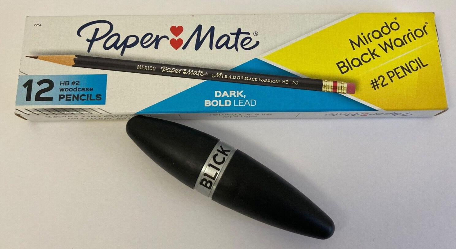New Paper Mate Mirado Black Warrior Pencils HB #2 12 Pack + Portable Sharpener