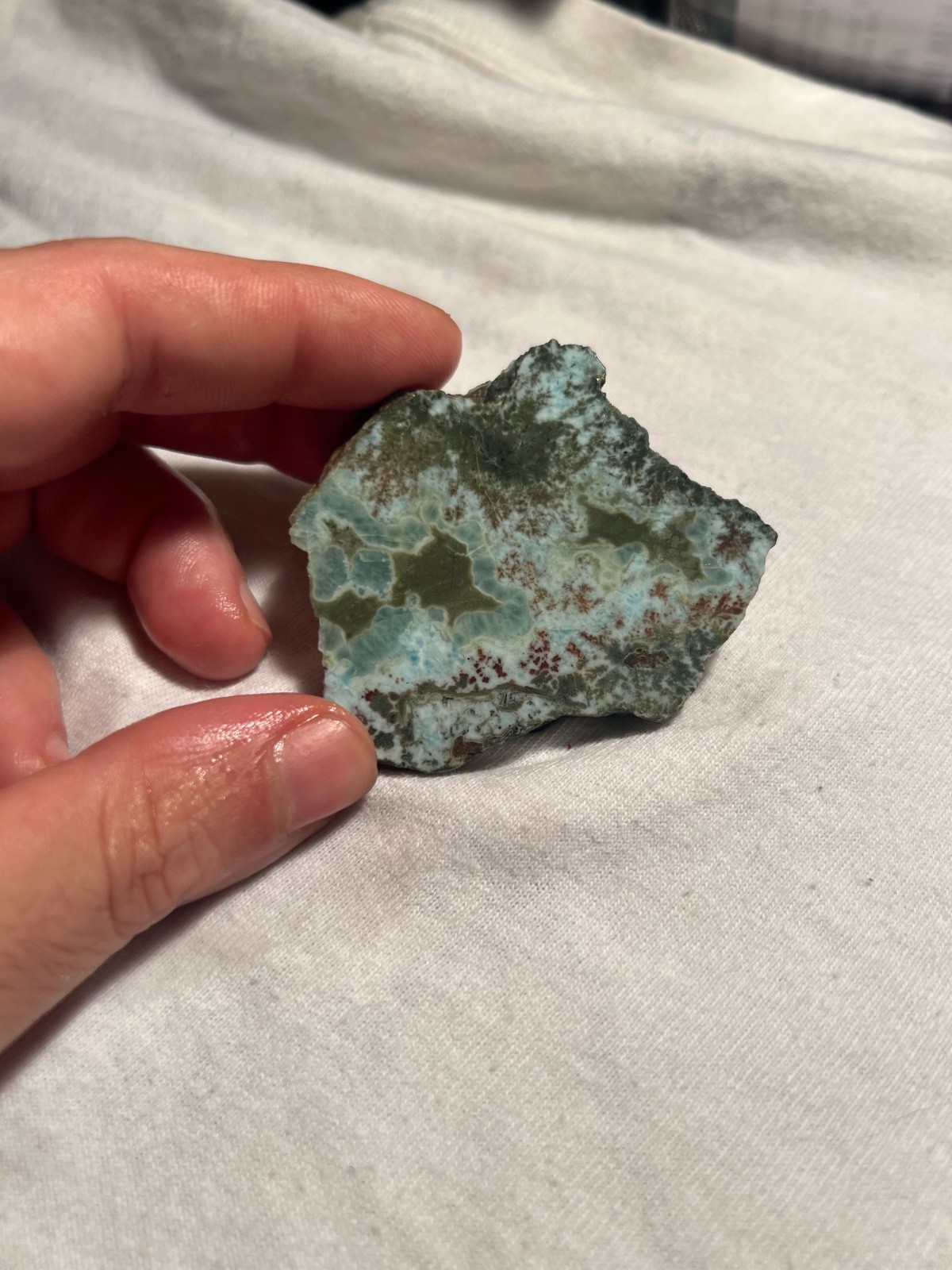 Natural Larimar Freeform Slab 64g Blue Green Dominican Republic Ston