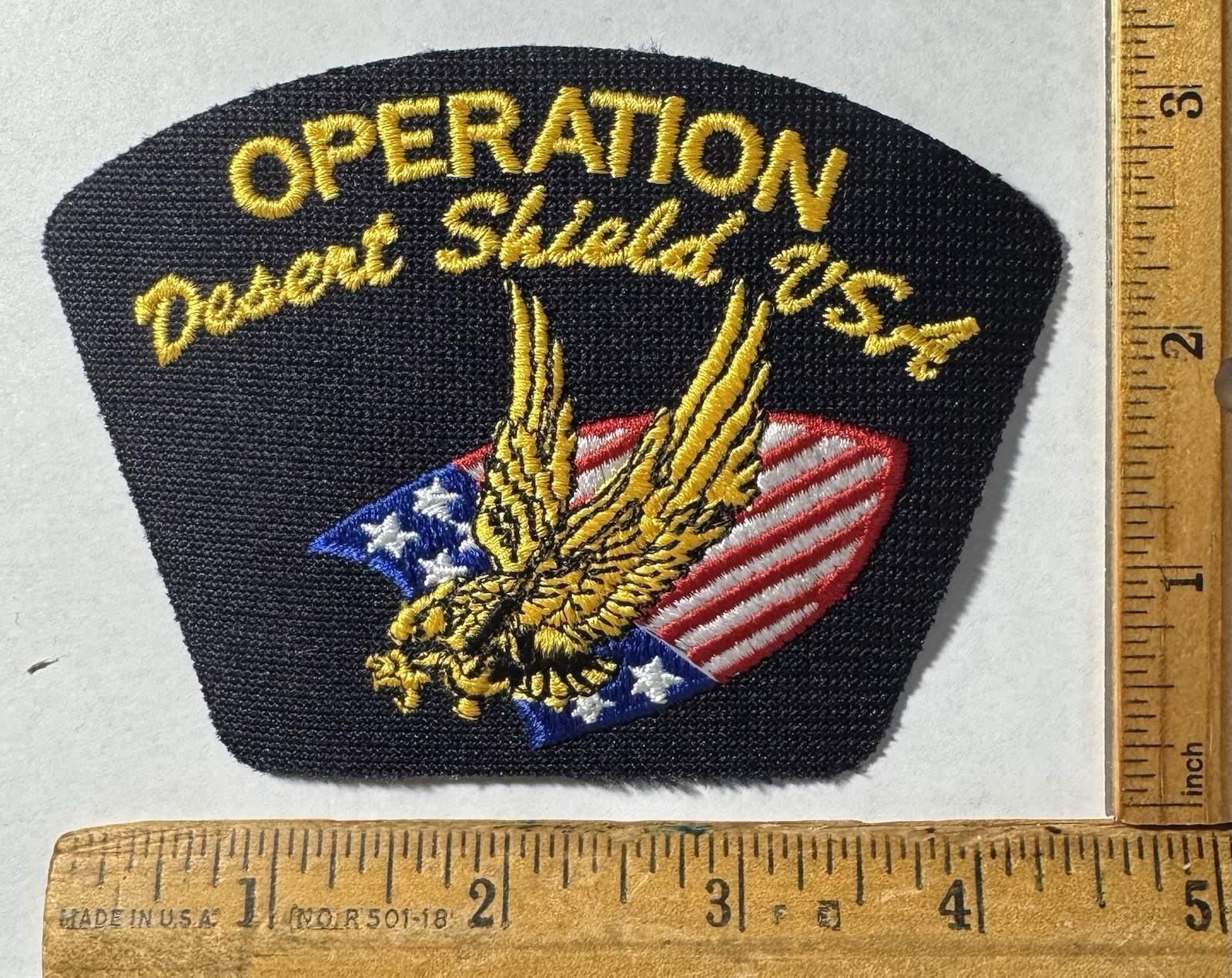 Vintage US Navy Operation Desert Shield USA Cap Hat Iron On Patch Eagle