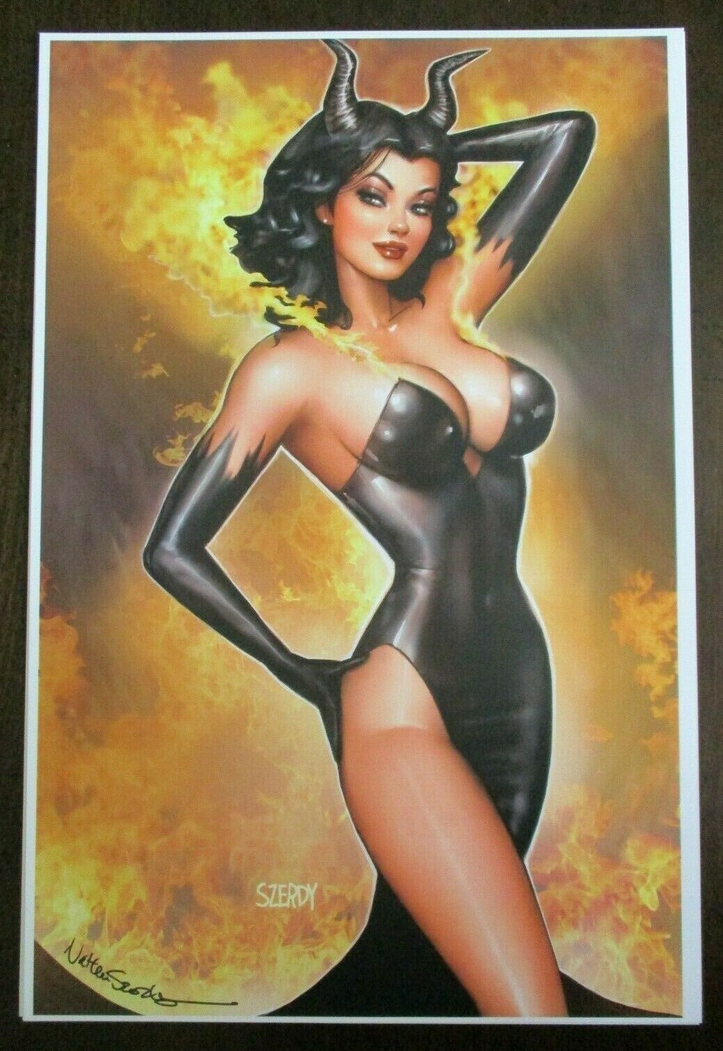 NATHAN SZERDY HAND SIGNED 12X18 ART PRINT MALEFICENT PIN UP SLEEPING BEAUTY NEW