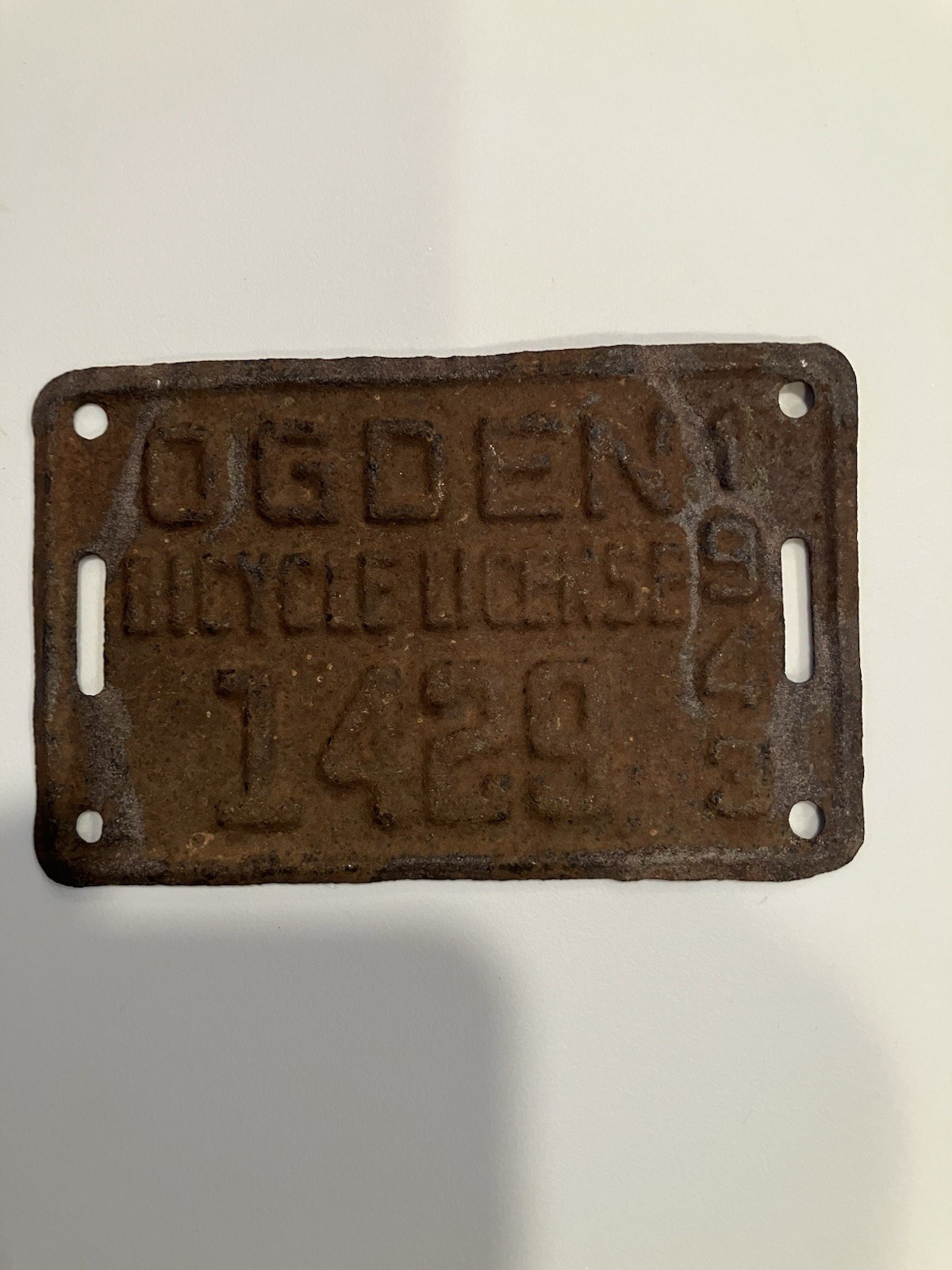 Rare 1943 Ogden Bicycle license plate
