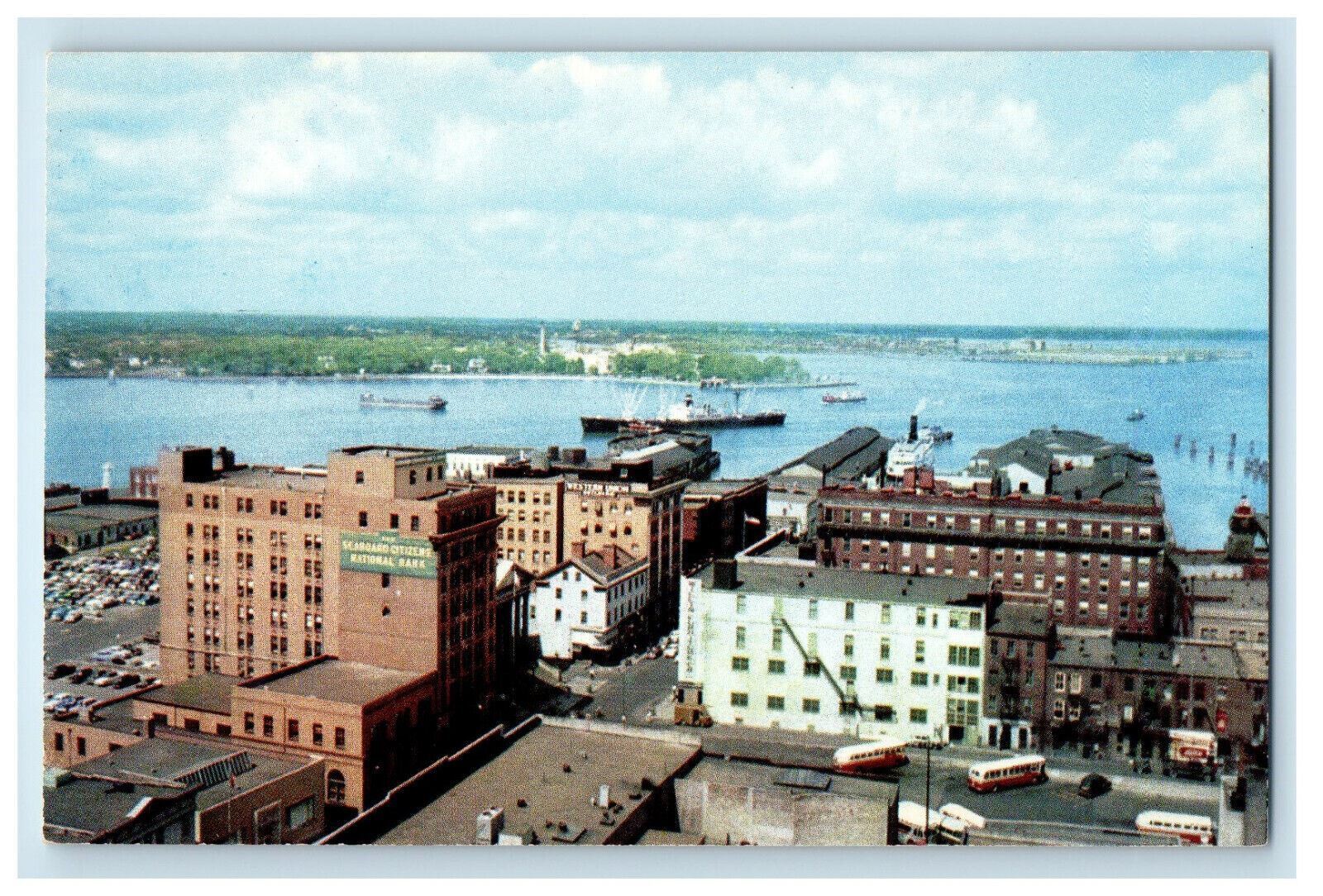 c1960's Bird's Eye View of Downtown Norfolk Virginia VA Unposted Postcard