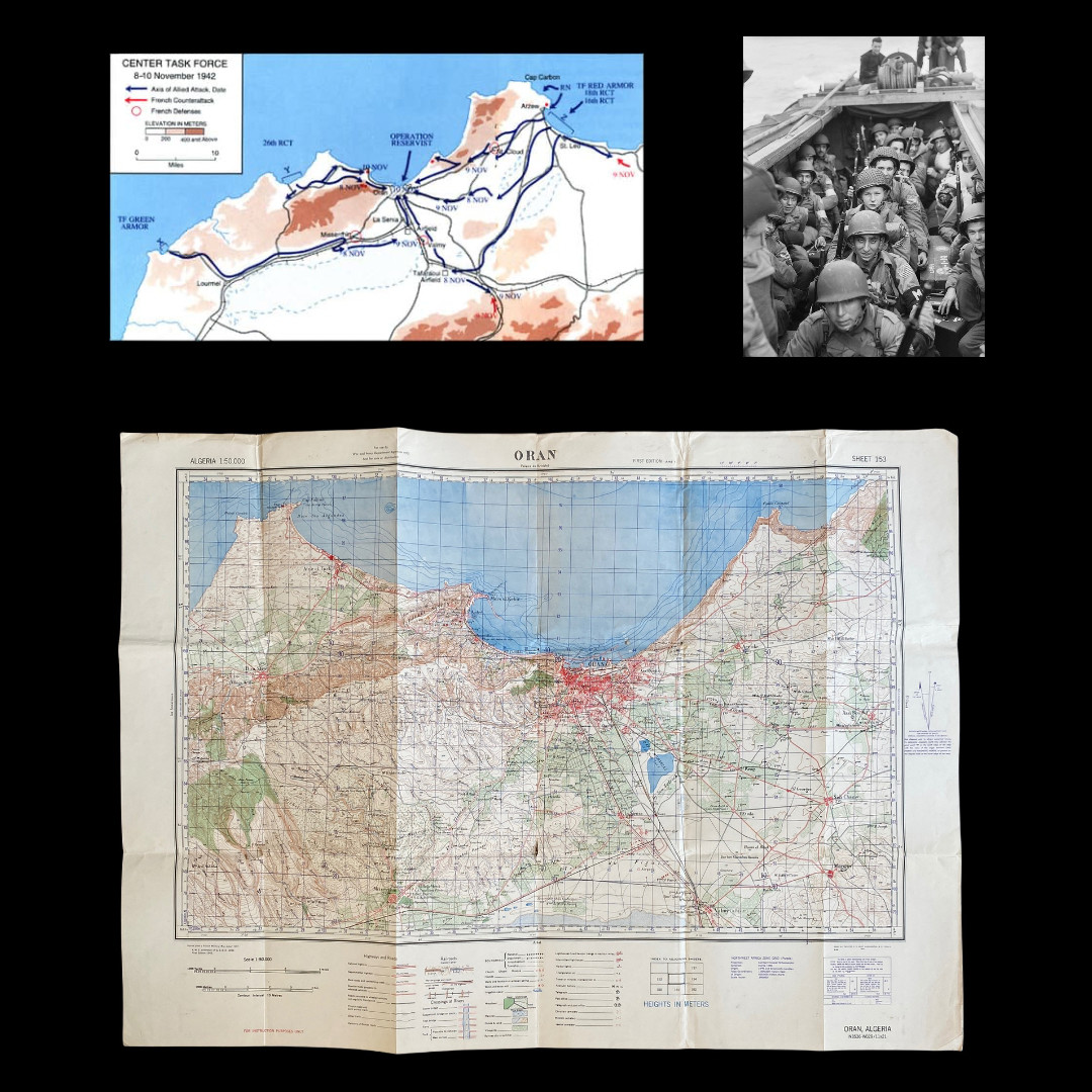 WWII Operation Torch Central Task Force Landing Oran Invasion Map 