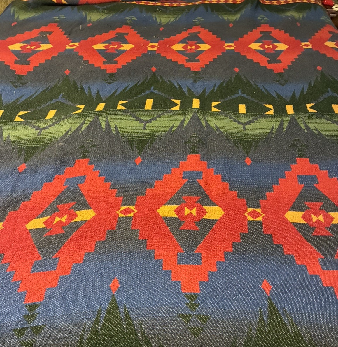 Vintage LL Bean Cotton Southwest  Geometric 66” X 90” USA Made