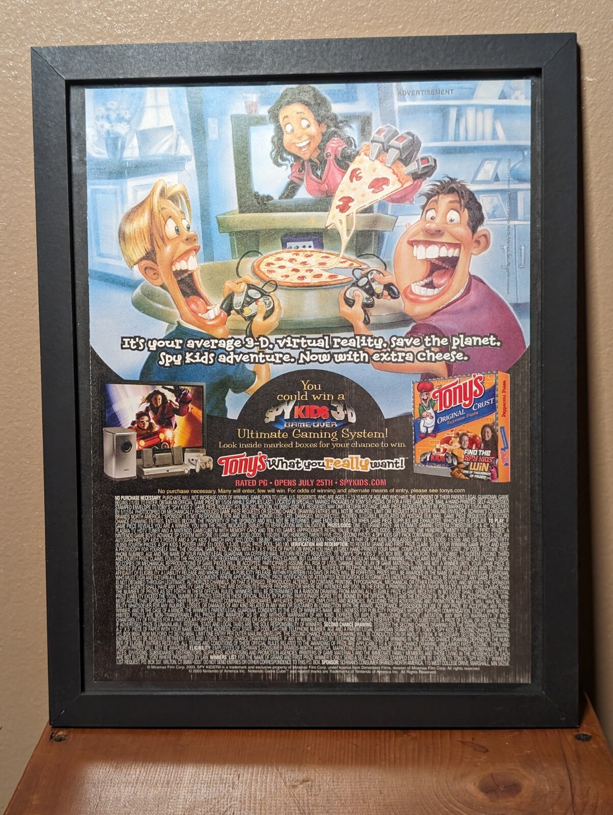 Vintage Tony\'s Pizza Spy Kids Promo Ad Print Poster Art 6.5/10in