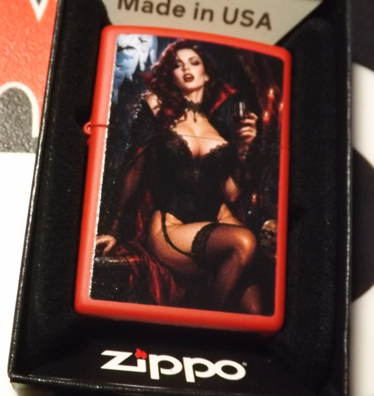 Zippo Pinup Limited Edition Hard to Find 2024 Red Org Box Limited Ed  Vampire