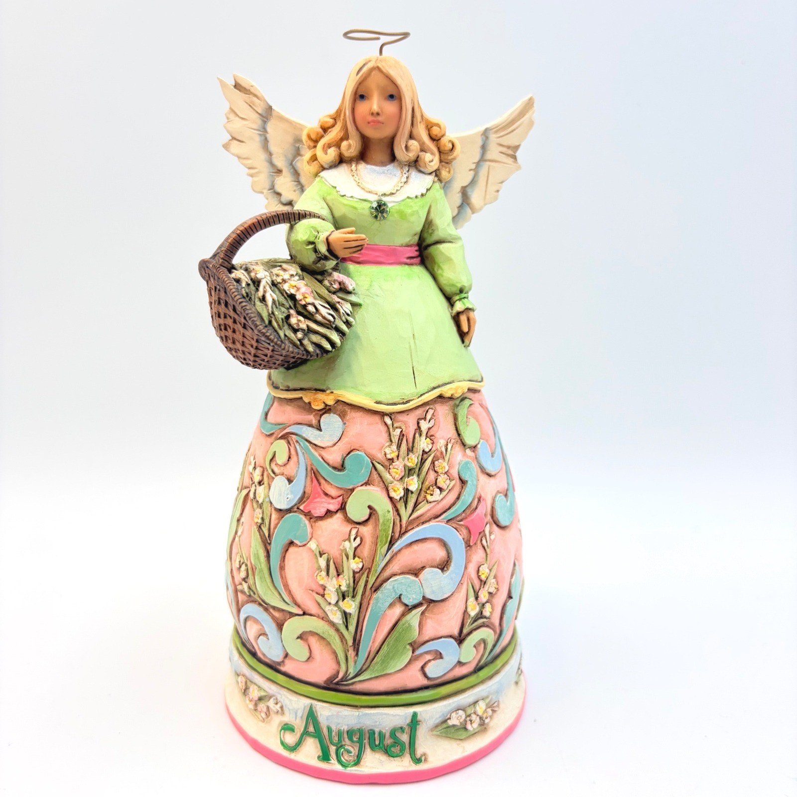 Jim Shore Heartwood Creek August Birthday Angel Gladiolus Peridot 4012557