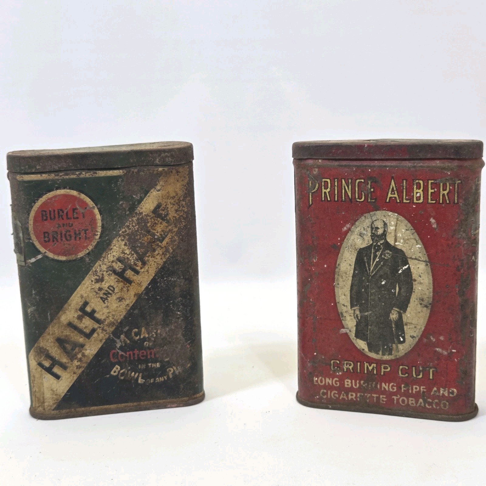 Antique Prince Albert Half & Half Tobacco Tin Lot Vintage Advertising Tobacciana