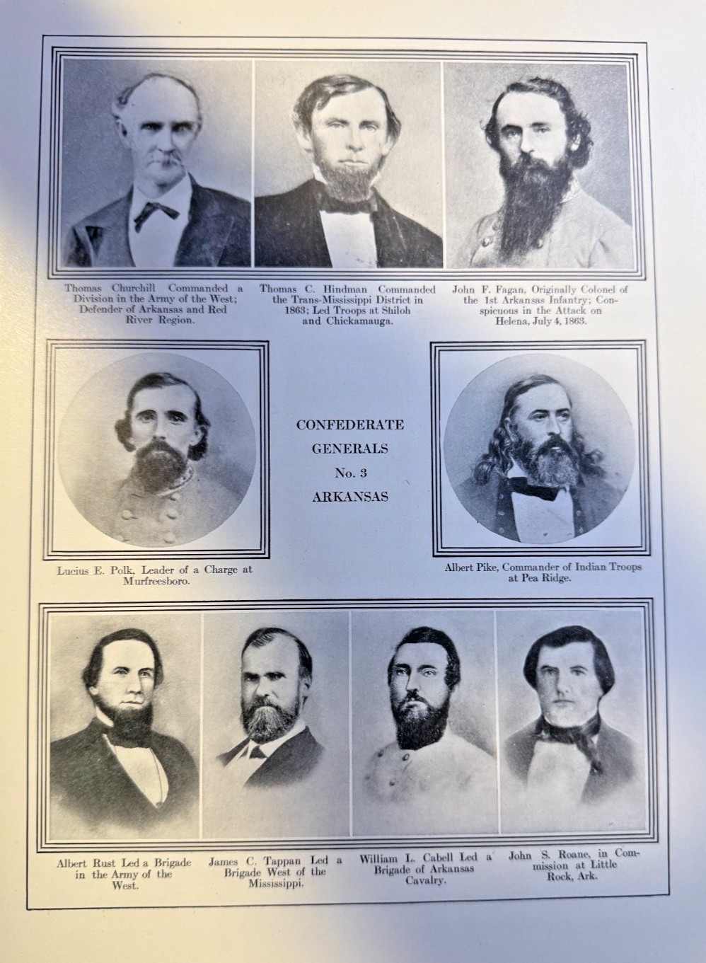 1912 Illustration Arkansas Confederate Generals Lucius Polk Albert Pike