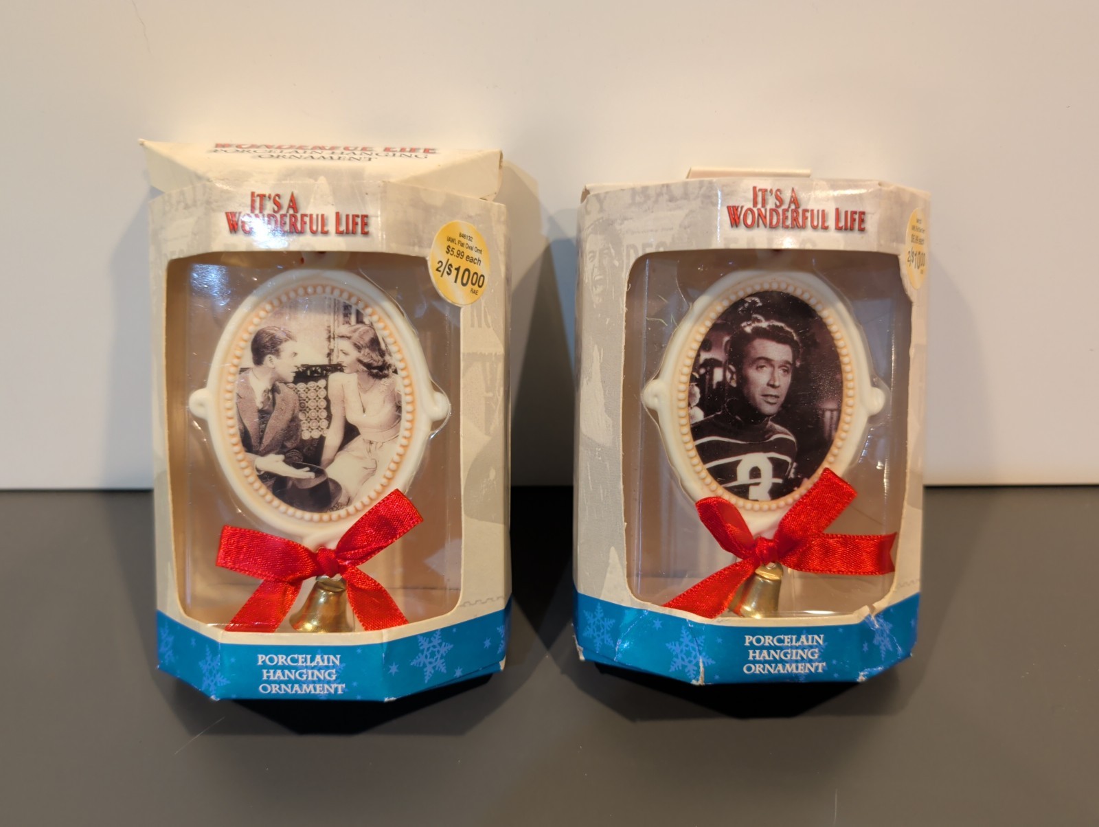 Lot of 2 Enesco It's A Wonderful Life Porcelain Ornaments George & Mary