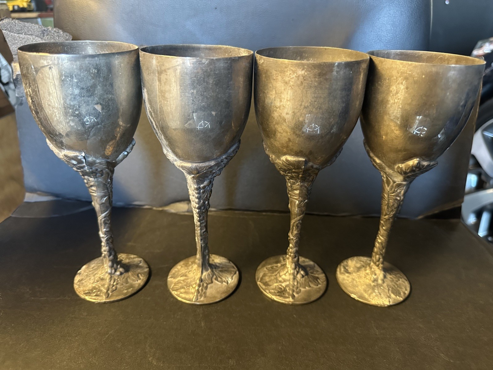 Vintage GODINGER Silver Plated Wine Cups Goblets (set of 4 cups)