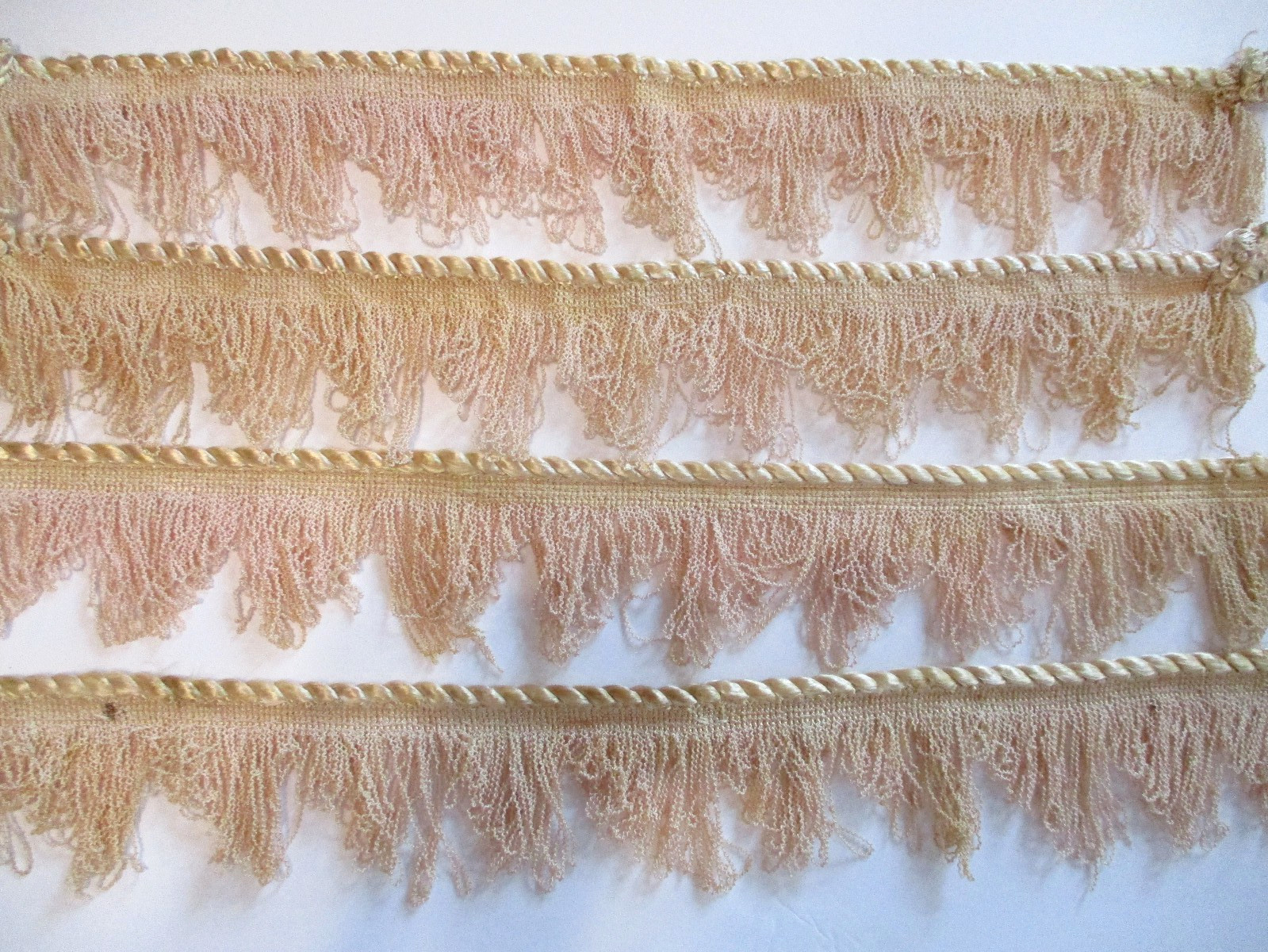 Vintage Unusual Fringed Drapery Trim Light Peach -2 pieces 65\