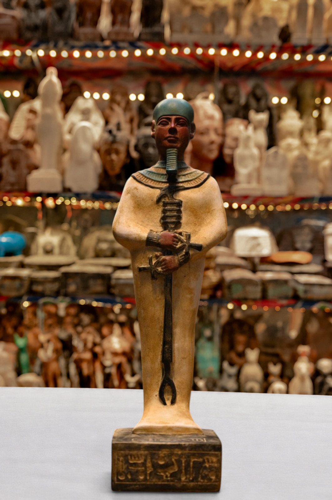 Meticulously Hand Painted Egyptian Ptah Statue God of Crafts and Truth