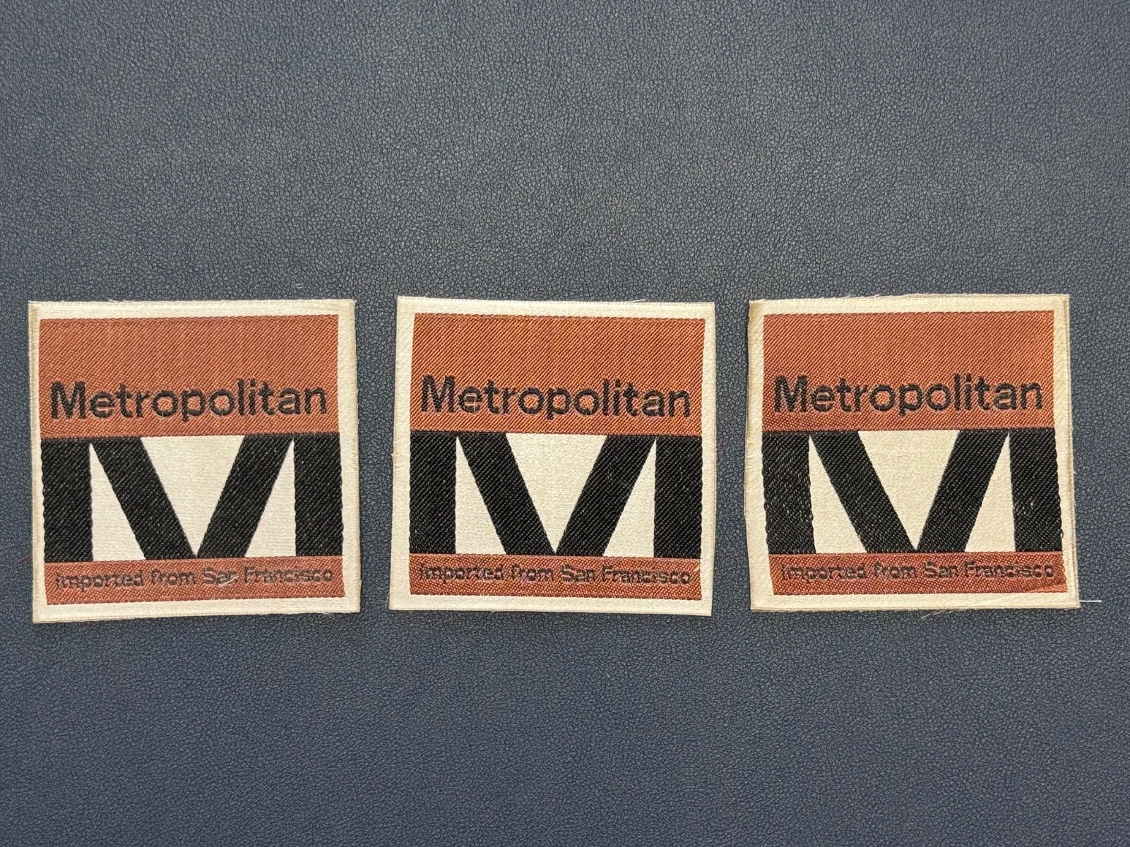 Lot of 3 Vintage Metropolitan Furniture San Francisco Woven Labels Tags MCM