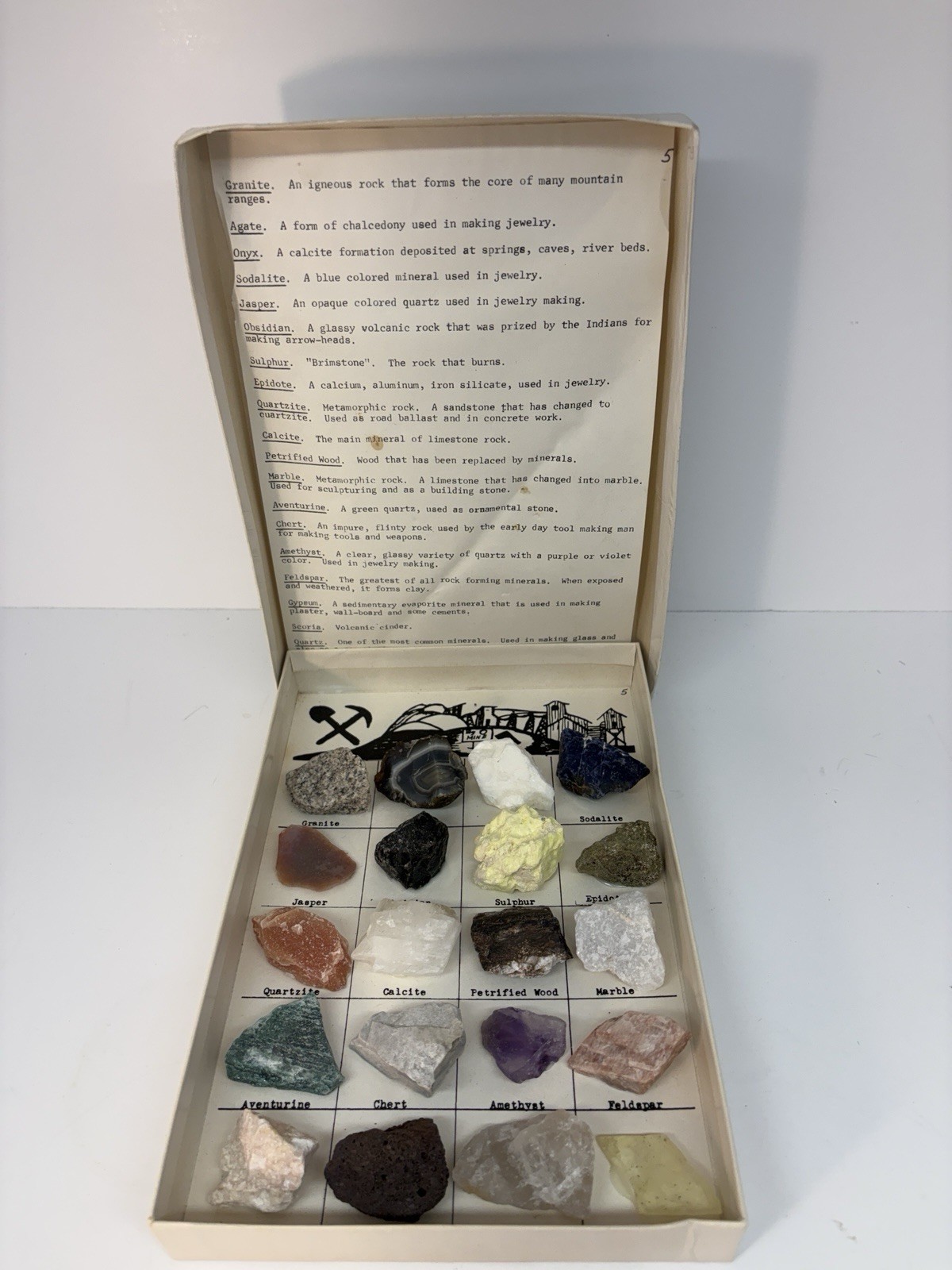 Vintage Rock Mineral Collection 20 Specimens Educational Geology Display Kit