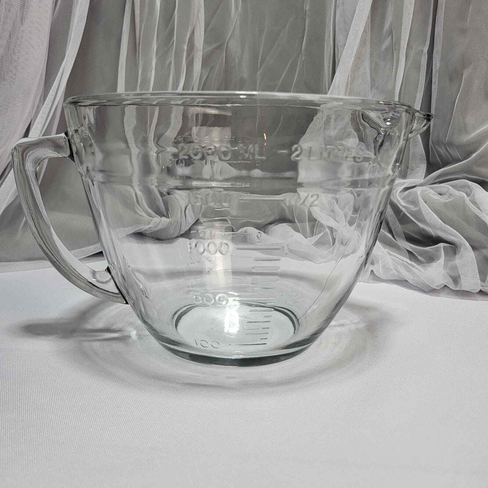 Anchor Hocking 2 QT - 8 Cup Clear Glass Measuring Mixing Batter Bowl Made in USA