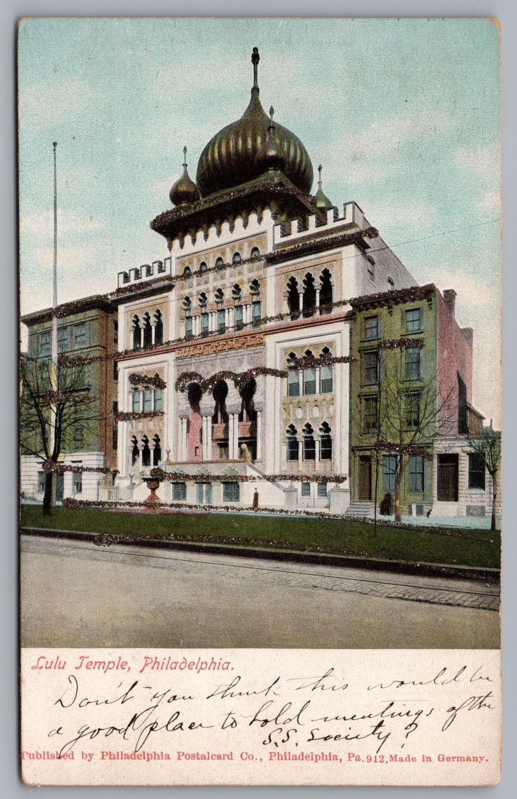 Lulu Temple Philadelphia PA UDB 1905 Vintage Postcard TS-256