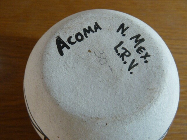 Acoma Native Pottery Signed LRV [Leland Robert Vallo]  New Mexico