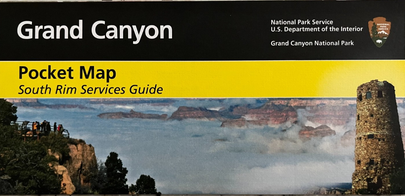 GRAND CANYON S. RIM GUIDE Pocket Map  NATIONAL PARK SERVICE UNIGRID BROCHURE New