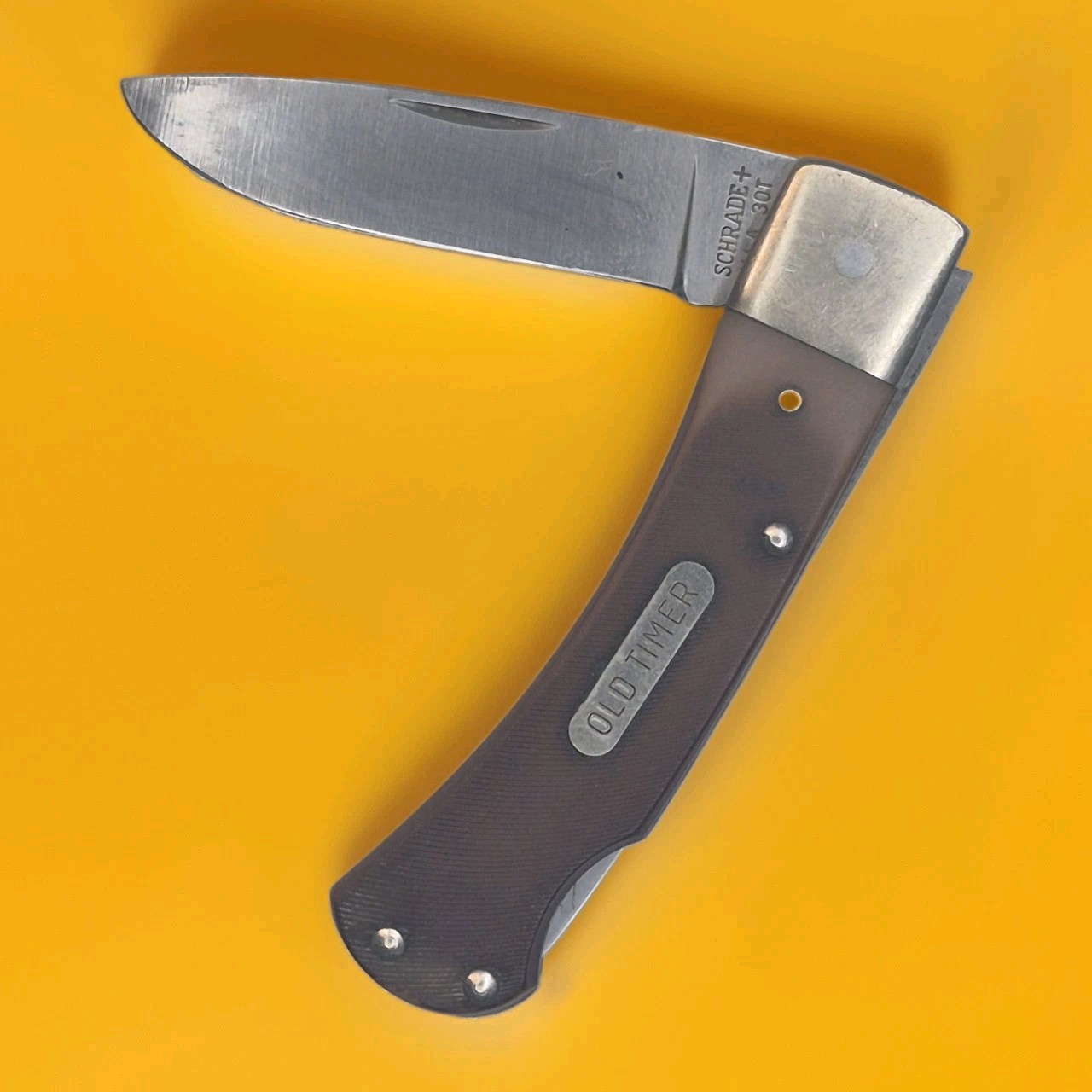 Vintage Schrade Old Timer USA 3OT Single Blade Lockback Brown Sawcut Stainless