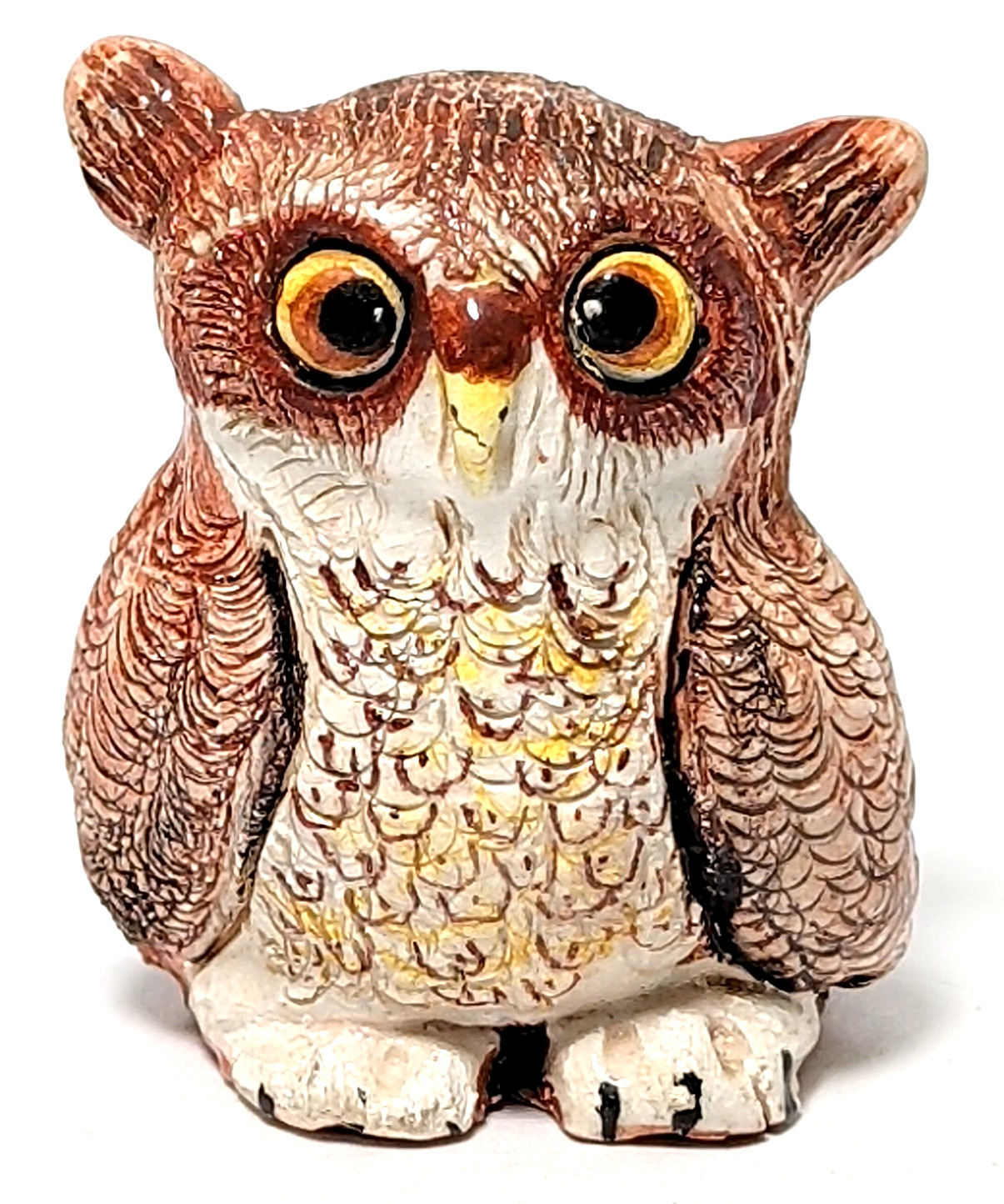 Vintage Basil Matthews Owl Figurine Signed England Ceramic Big Eyes 2.5