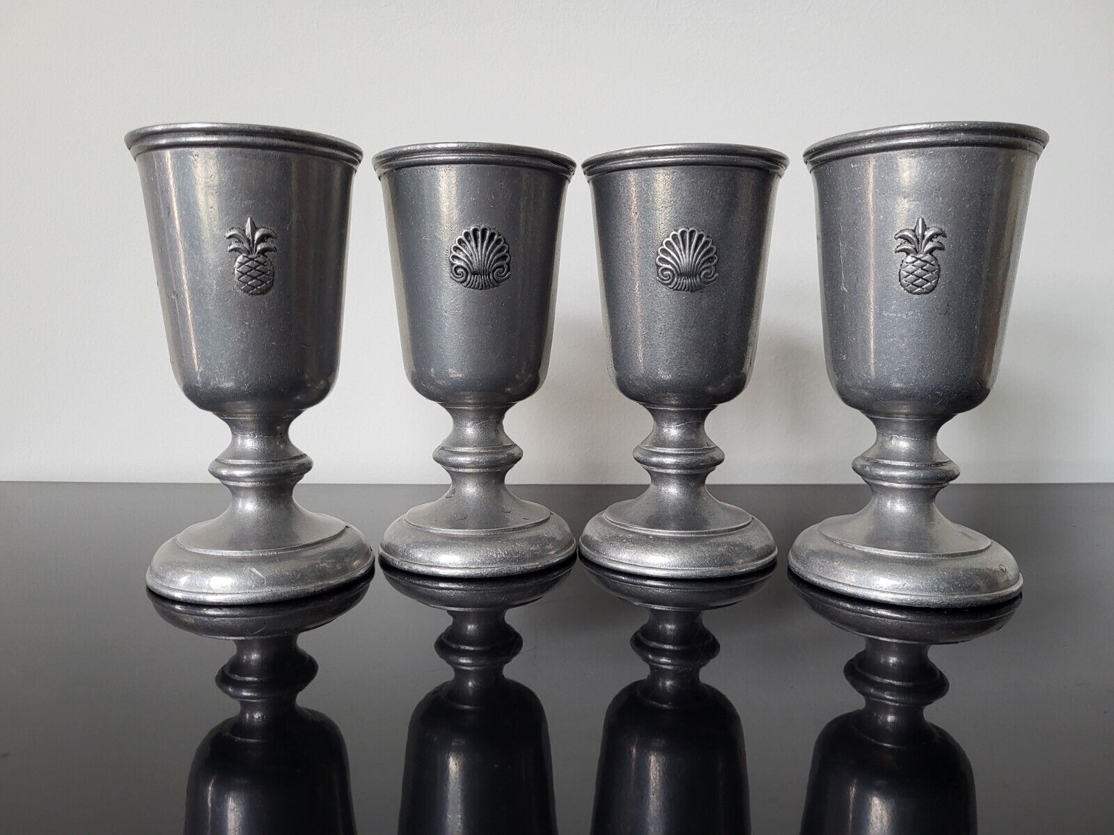 Set of 4 Vintage Carson Freeport Pa Pewter Goblets