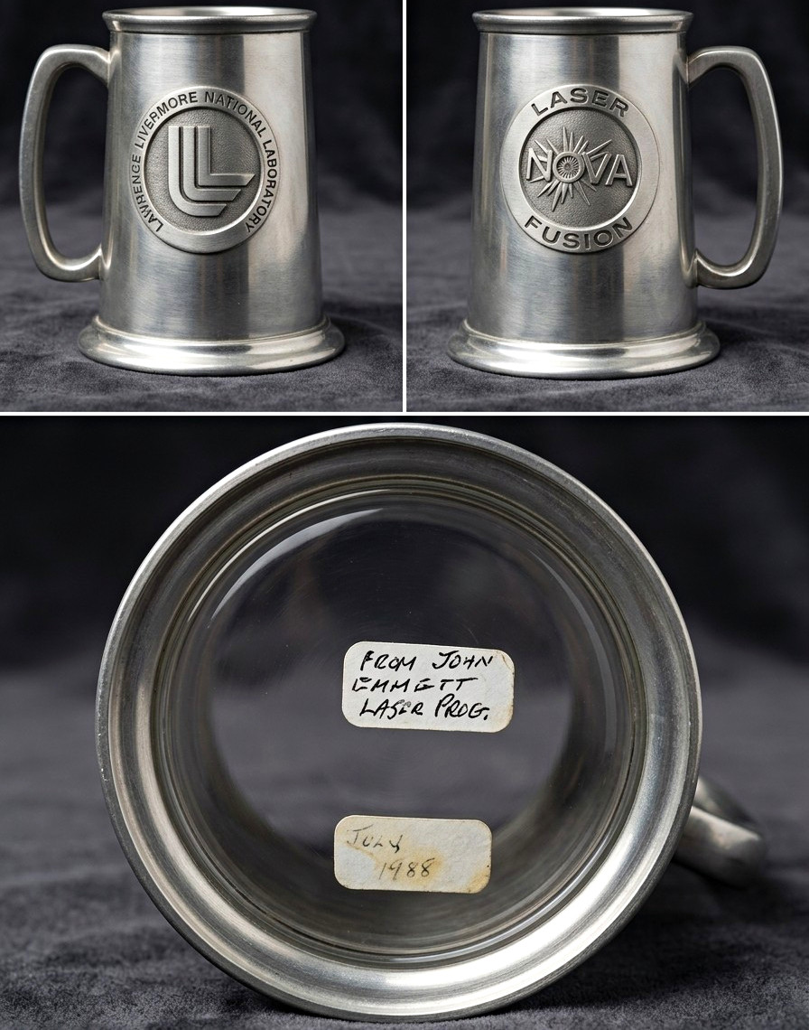 Rare 1988 LLNL Nova Laser Fusion Pewter Tankard - Signed From Dr. John Emmett