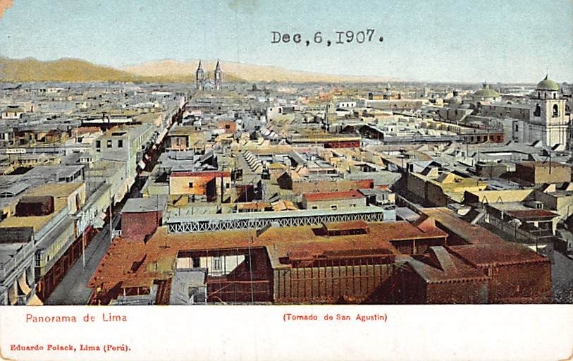 Postcard Peru: Panoramic View, Lima, 1907 UDB Postcard Peru: Panoramic View, Lima, 1907 UDB