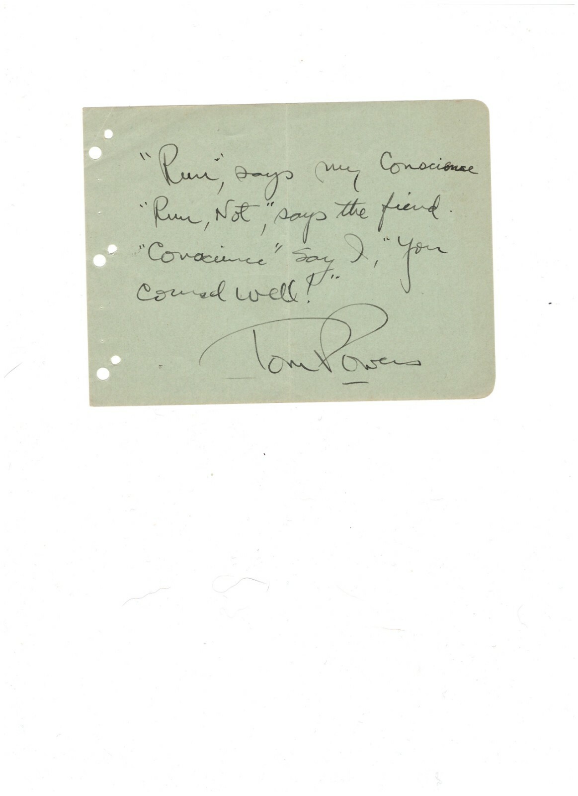 ACTOR TOM POWERS AUTOGRAPH ON ALBUM PAGE JUNE 15,1936