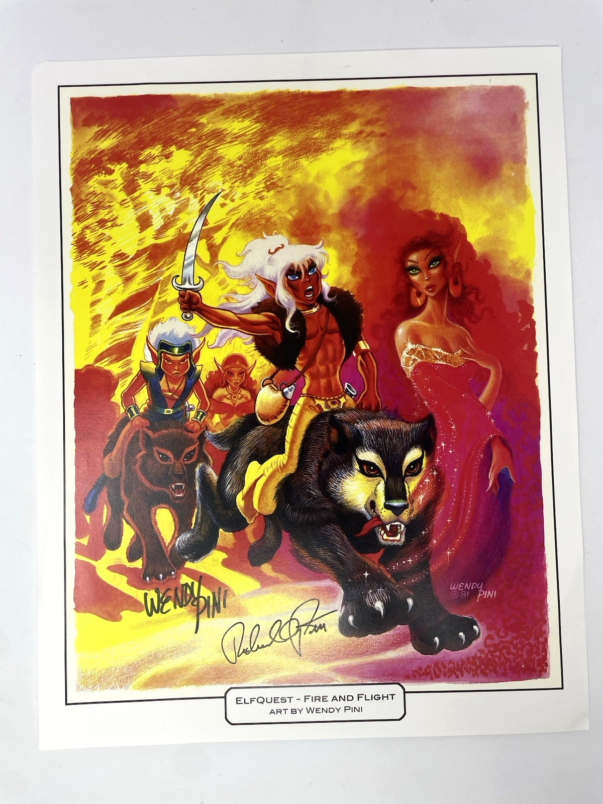 Wendy & Richard Pini SIGNED ElfQuest Fire & Flight Art Print Cutter Skywise