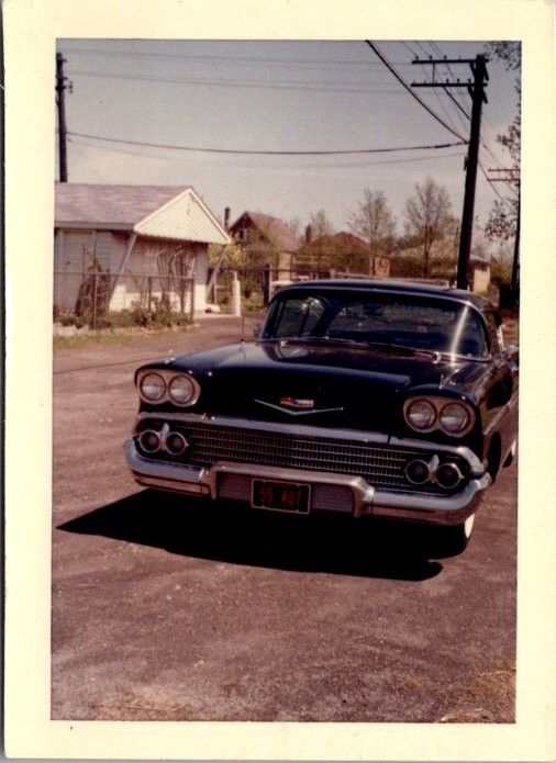 1958 Black Chevrolet Vintage Car Snapshot Utility Photograph Snapshot Photo