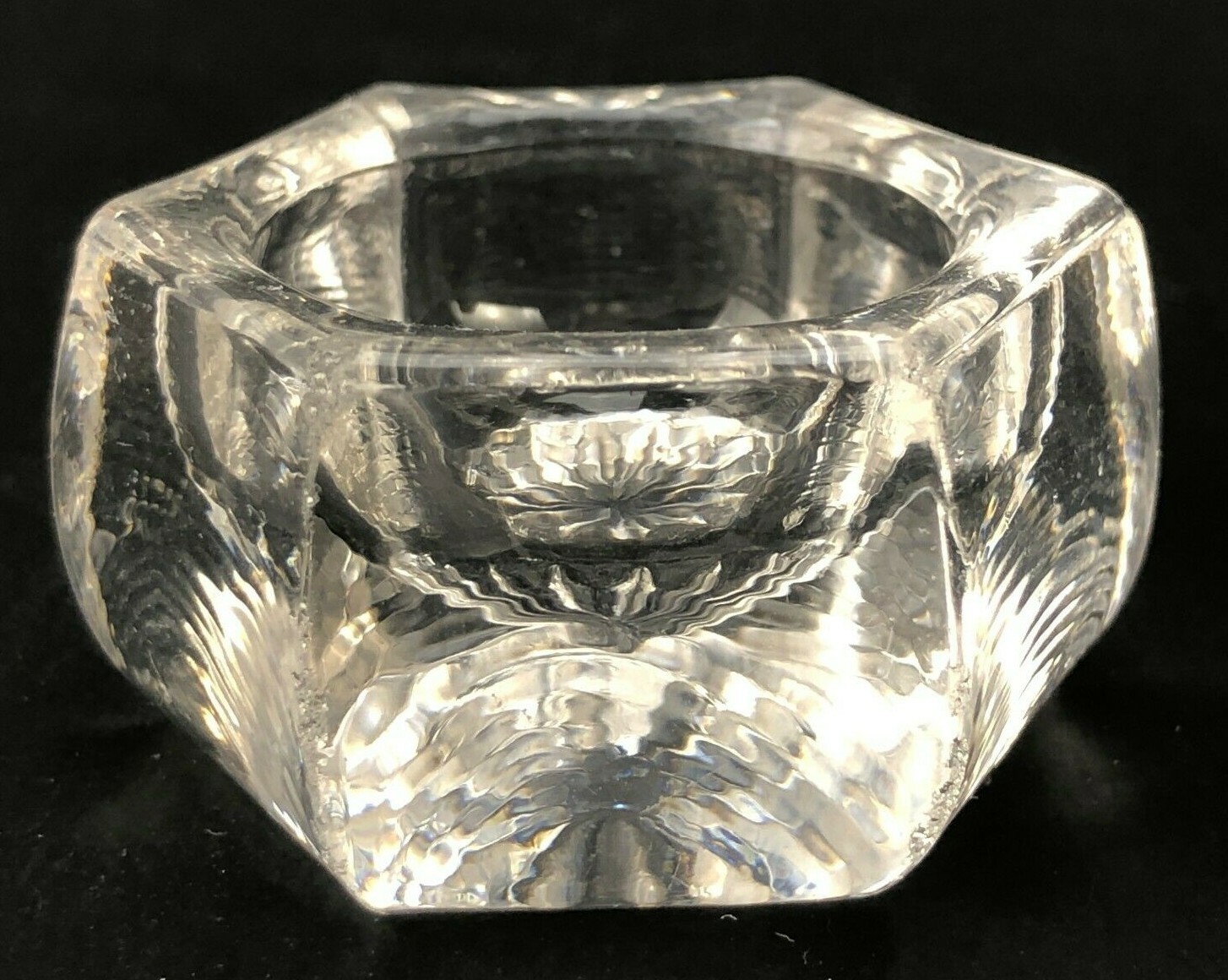 Vintage Antique Heavy Glass Open SALT CELLAR Dip Dish Thick Star Bottom Old