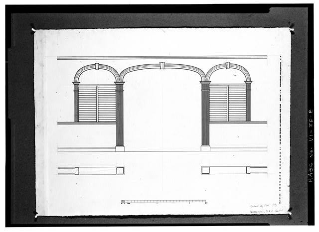 Photo:Second Floor Rear Gallery Arched Openings Elevation Drawing 1900s
