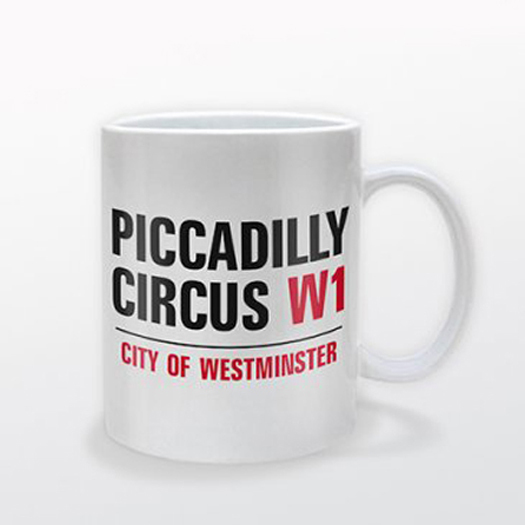 LONDON PICCADILLY CIRCUS 11 OZ COFFEE MUG TEA CUP UK ENGLAND CIRCLE JUNCTION EN 