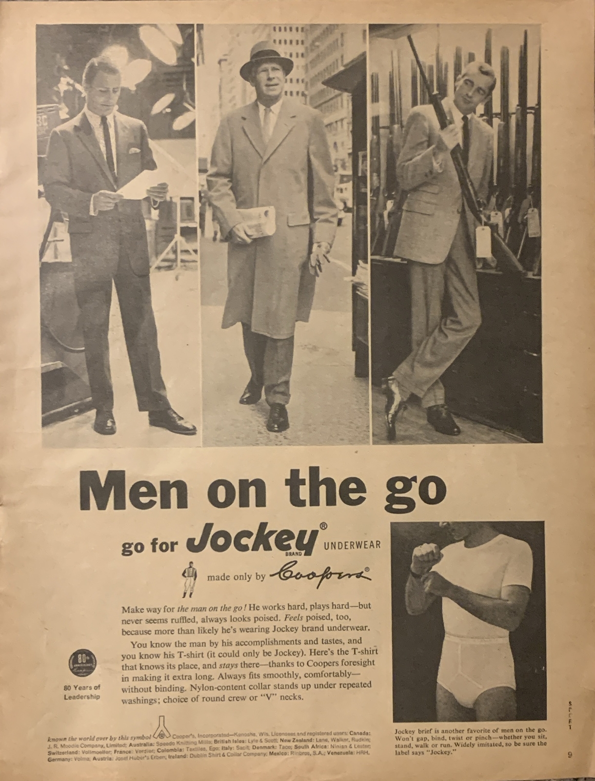 1956 Coopers Jockey Underwear PRINT AD Men On The Go Briefs T-Shirts VTG 1950s