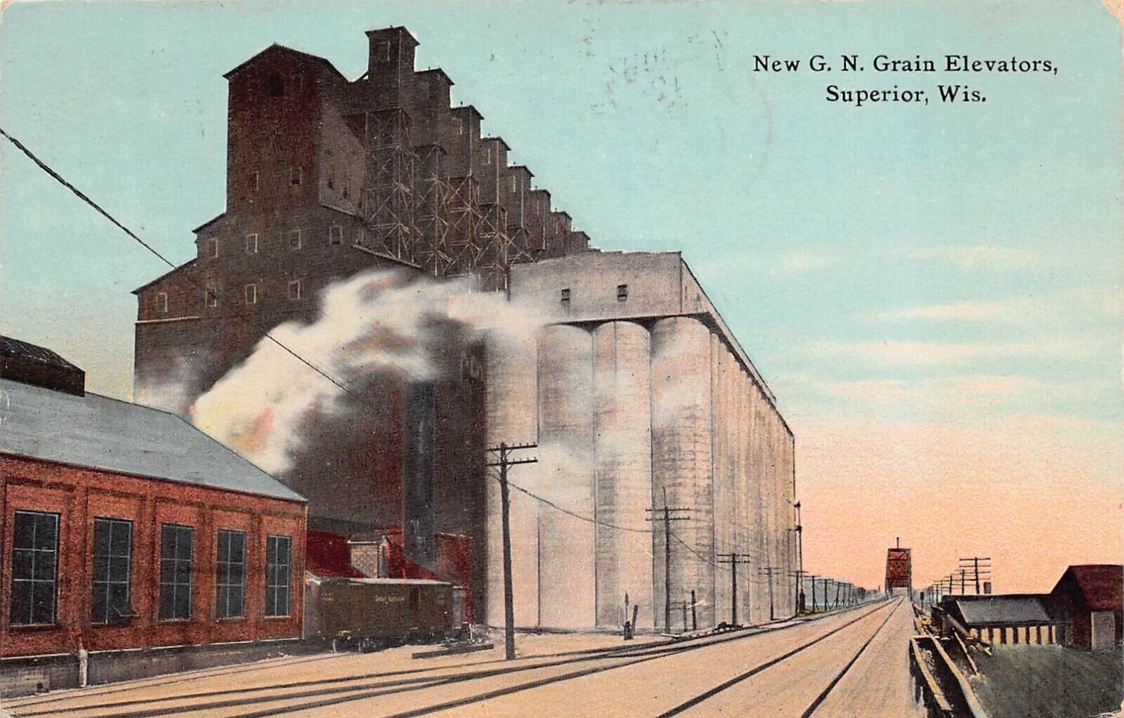 Superior WI Wisconsin General Mills Terminal Grain Elevator Vtg Postcard A56