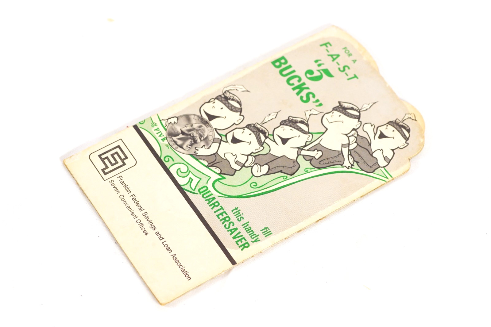 1950s Franklin Federal Savings & Loan Quarter Saver Indian Still Bank
