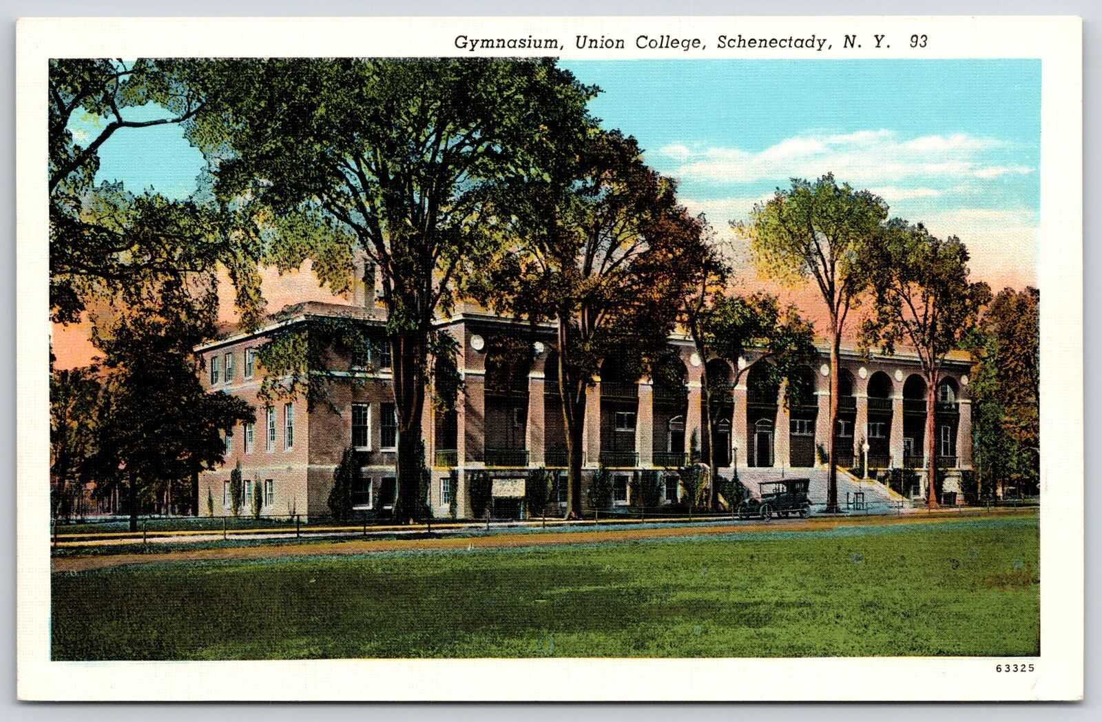Gymnasium Union College Schenectady New York NY Grounds Trees Postcard